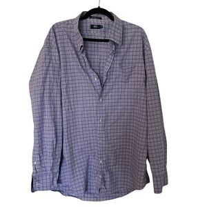 Lincs David Chu Mens Long Sleeve Purple & White Plaid Button Up Shirt Sz XXL GUC